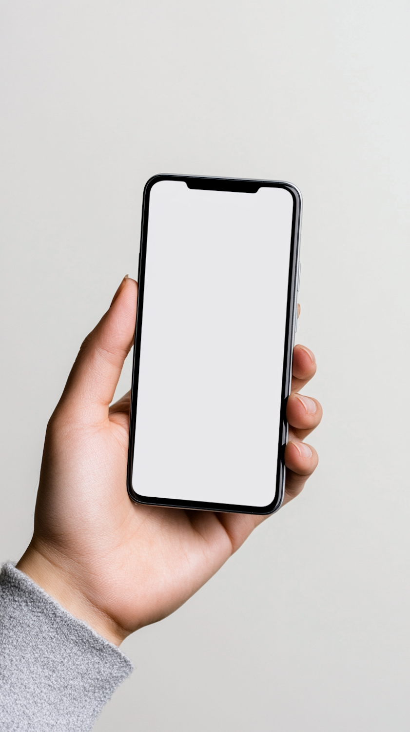 A hand holding a smartphone